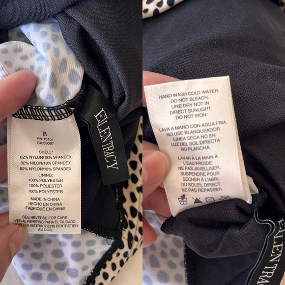 NWT Ellen Tracy Wheat Dot Print Ruched Tankini Top 8 - Picture 11 of 14